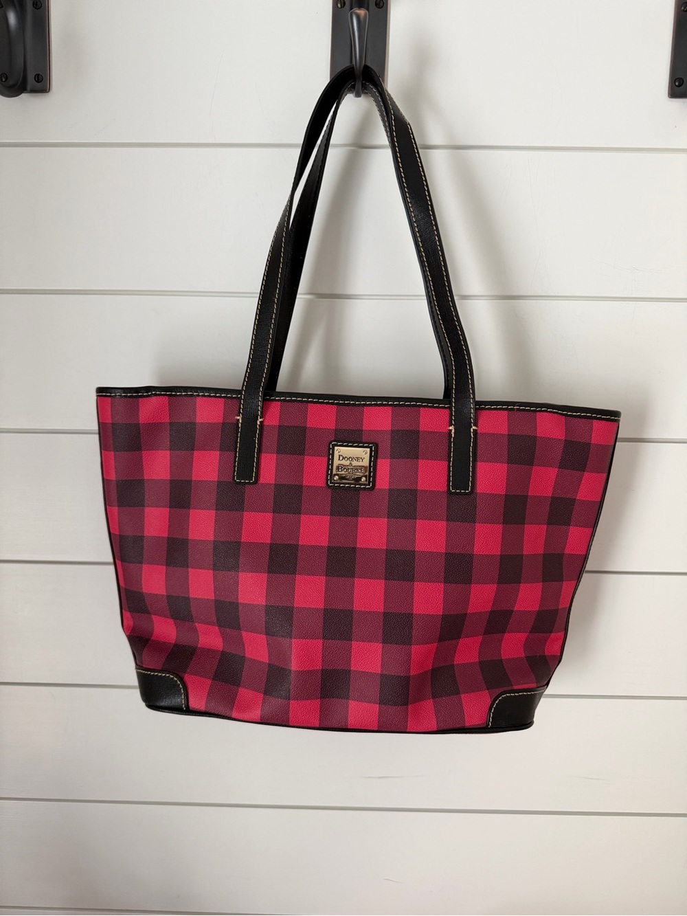Dooney & Bourke Tucker Tote Black & Red Buffalo Checked Pattern